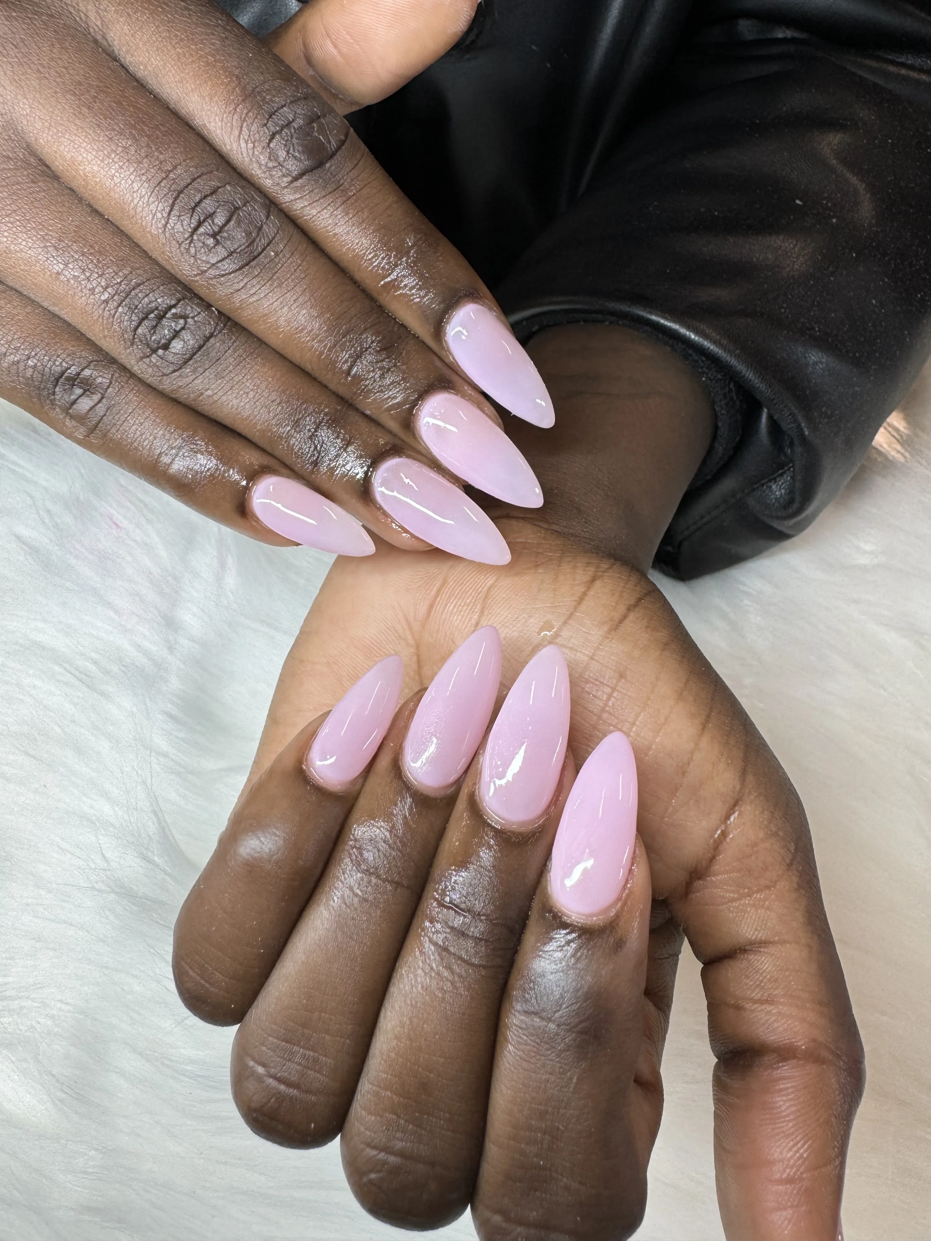 Pale pink almond nails — Minack Beauty nail work
