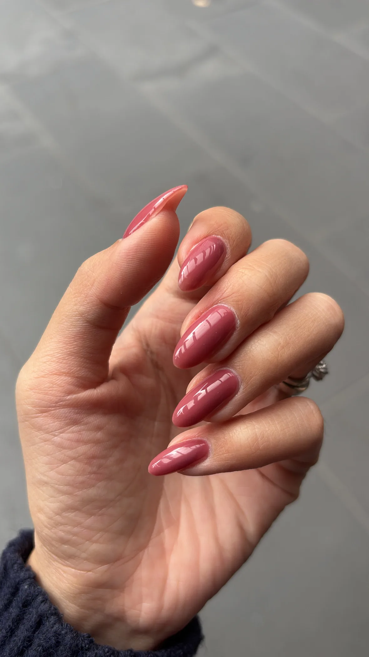 Dusty-rose almond gel nails — Minack Beauty nail work